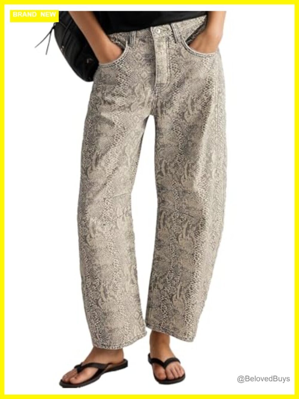 Barrel Jeans Baggy Mid-Low Rise Y2K Floral Leopard Pants Ankle Boyfriend Denim
